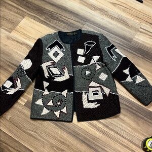 VTG ALLURE Vintage Artsy Art to Wear Jacket Patchwork Swirls-Geometric Size Med